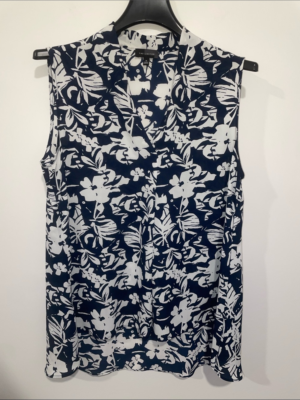 The Limited Navy & White Floral Wrap-Style Top
